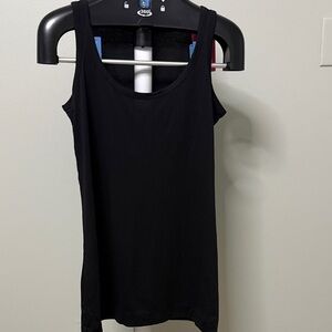 Lilla P Layering Long Scoop Neck Black Tank Top